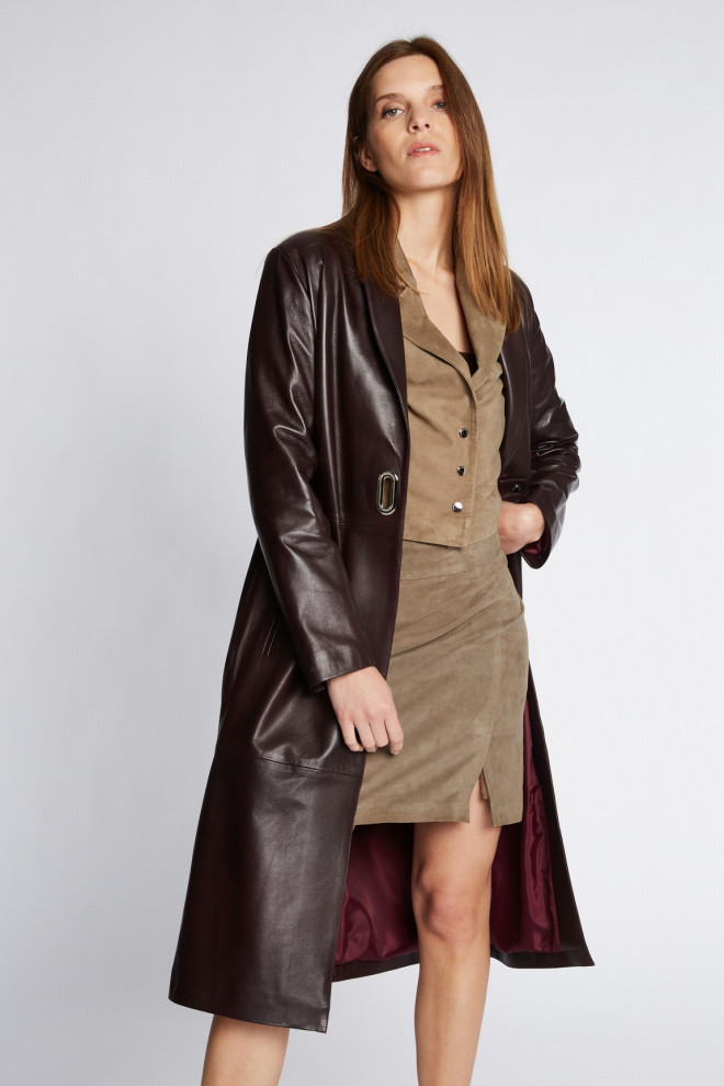 MANTEAU CUIR LONG MINIMALISTE JANKA WAXY