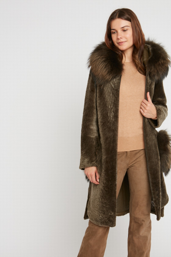 MANTEAU 3/4 COL RACCOON AGDA DF