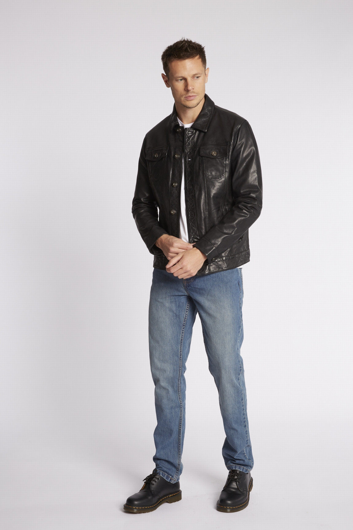 BLOUSON EN CUIR STYLE DENIM FLAVIO