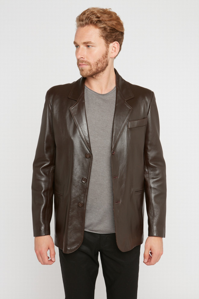 Jacket cuir marron sale