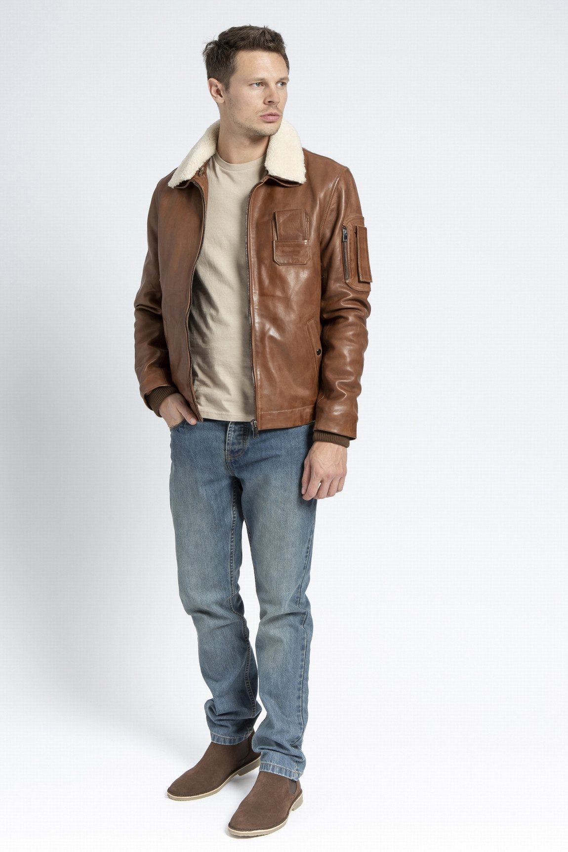 BLOUSON AVIATEUR EN CUIR HOWARD