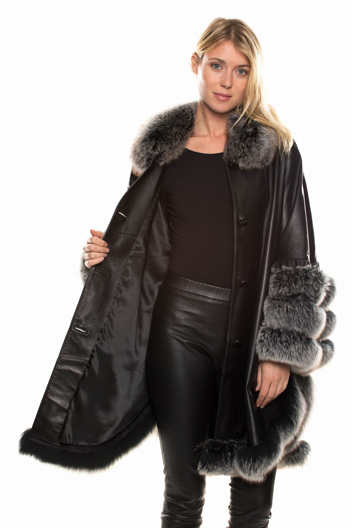 LAMB LEATHER COAT W/ FOX FUR LUCRECIA