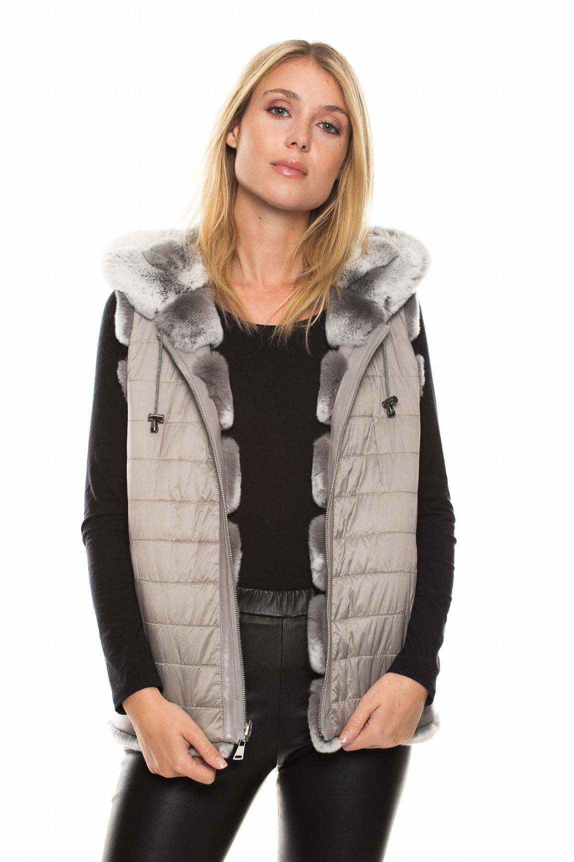 REVERSIBLE RABBIT FUR VEST DELIZIA REX