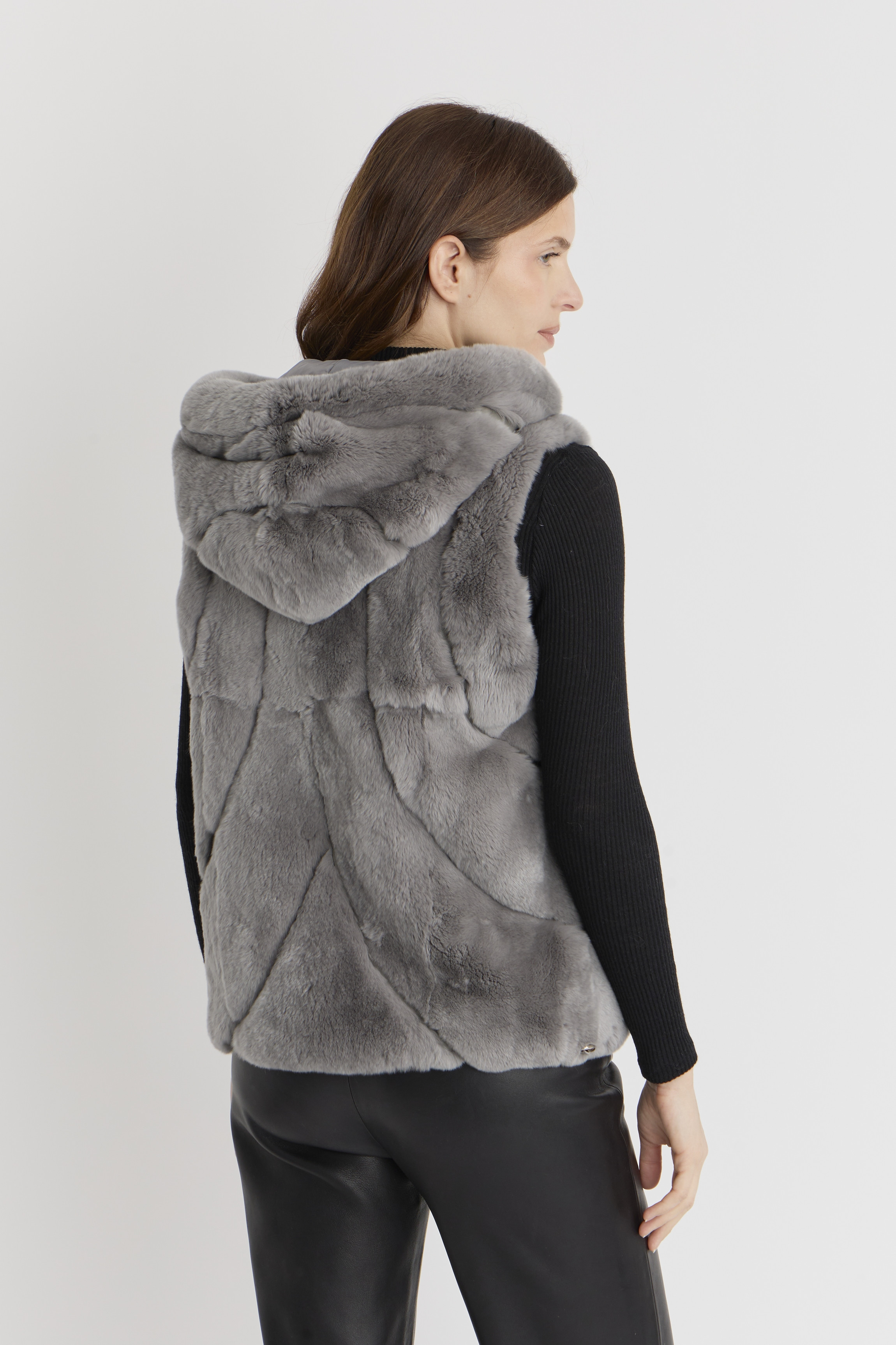 GILET SANS MANCHE EN FOURRURE BLEUET