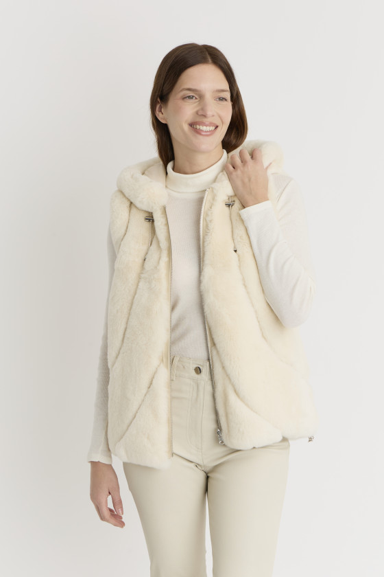 GILET SANS MANCHE EN FOURRURE BLEUET