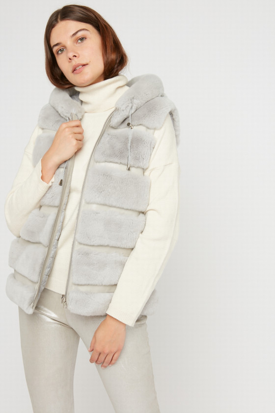 REVERSIBLE RABBIT FUR VEST DELIZIA REX