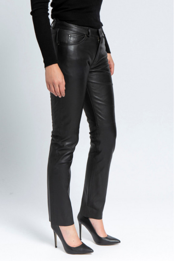 PANTALON EN CUIR D'AGNEAU 501F SLIM WODY
