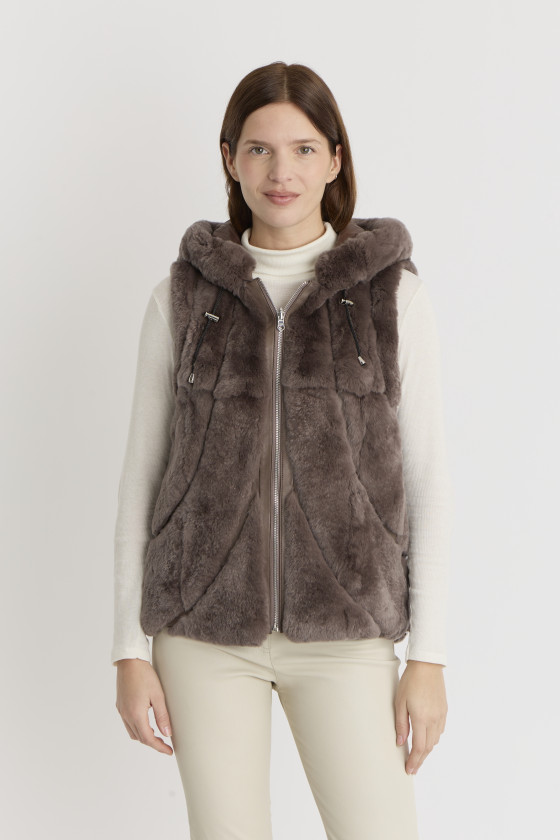GILET SANS MANCHE EN FOURRURE BLEUET