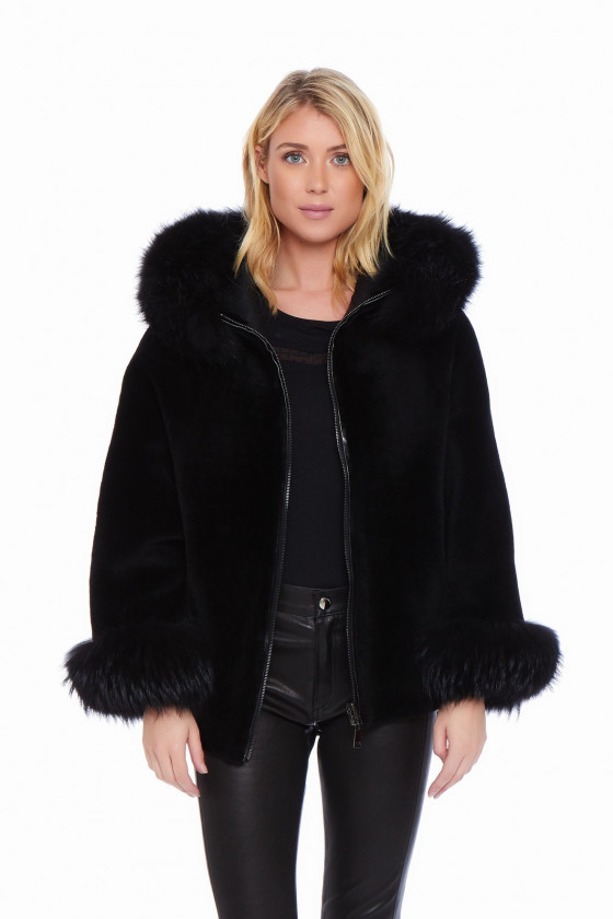 LAMB LEATHER COAT W/ FUR AIKO SOFT